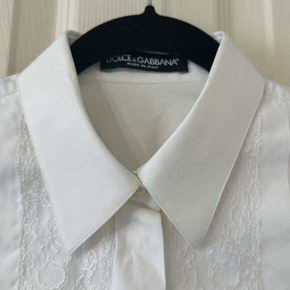 Dolce & Gabbana Lace front Tuxedo Shirt White size IT 38 - Picture 4 of 13
